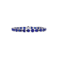 Mixed-shape sapphire blue colorstone tennis bracelet in white gold