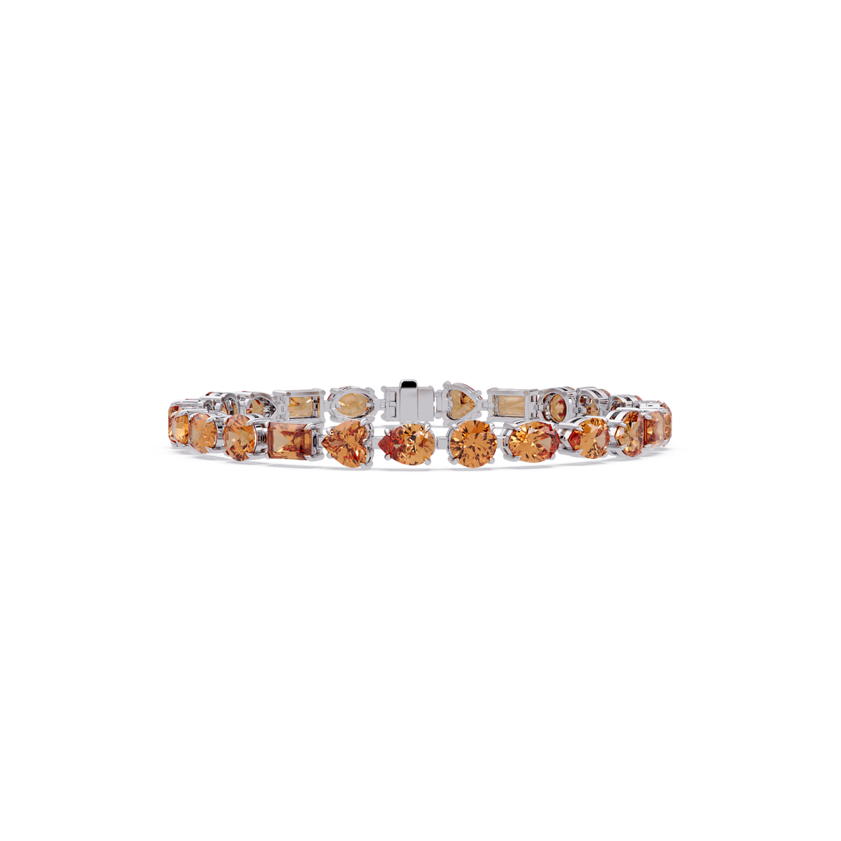 Mixed-shape champagne topaz colorstone tennis bracelet in white gold
