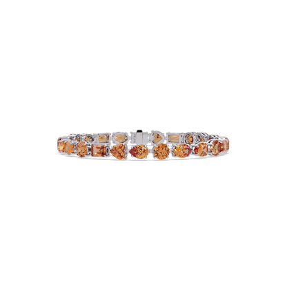 Mixed-shape champagne topaz colorstone tennis bracelet in white gold