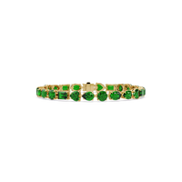 Mixed-shape emerald green colorstone tennis bracelet in yellow gold