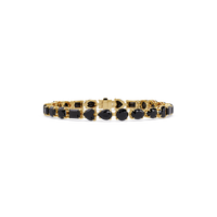 Mixed-shape onyx colorstone tennis bracelet in yellow gold