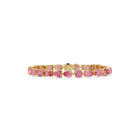 Mixed-shape tourmaline pink colorstone tennis bracelet in yellow gold
