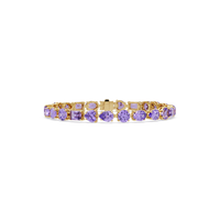 Mixed-shape amethyst purple colorstone tennis bracelet in yellow gold