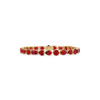 Mixed-shape ruby red colorstone tennis bracelet in yellow gold