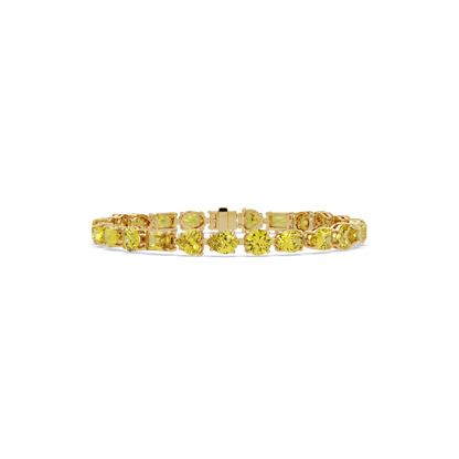 Mixed-shape citrine yellow colorstone tennis bracelet in yellow gold