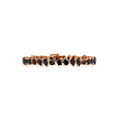 Oval, emerald, marquise, pear and round onyx colorstone tennis bracelet in rose gold