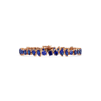 Oval, emerald, marquise, pear and round sapphire blue colorstone tennis bracelet in rose gold