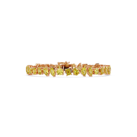 Oval, emerald, marquise, pear and round citrine yellow colorstone tennis bracelet in rose gold