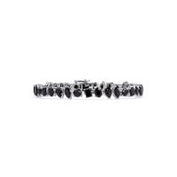 Oval, emerald, marquise, pear and round onyx colorstone tennis bracelet in white gold