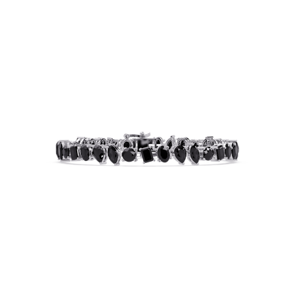 Oval, emerald, marquise, pear and round onyx colorstone tennis bracelet in white gold
