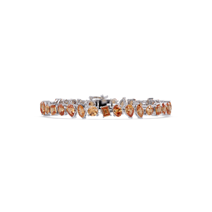 Oval, emerald, marquise, pear and round champagne topaz colorstone tennis bracelet in white gold