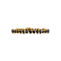 Oval, emerald, marquise, pear and round onyx colorstone tennis bracelet in yellow gold