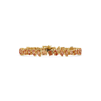 Oval, emerald, marquise, pear and round champagne topaz colorstone tennis bracelet in yellow gold