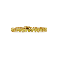 Oval, emerald, marquise, pear and round citrine yellow colorstone tennis bracelet in yellow gold