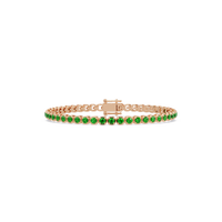 Round emerald green colorstone tennis bracelet in rose gold