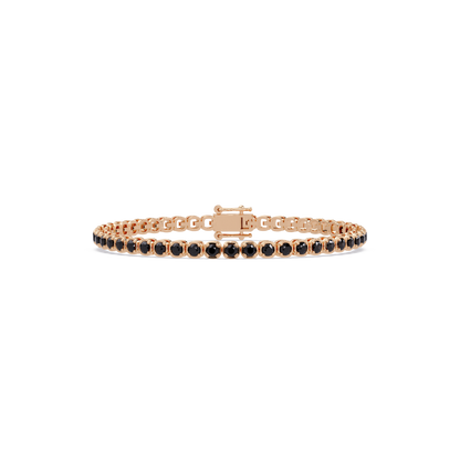 Round onyx colorstone tennis bracelet in rose gold