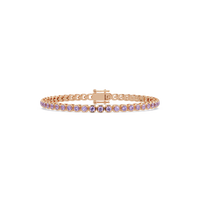 Round amethyst purple colorstone tennis bracelet in rose gold