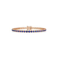 Round sapphire blue colorstone tennis bracelet in rose gold