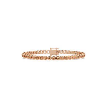 Round champagne topaz colorstone tennis bracelet in rose gold