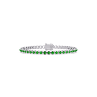 Round emerald green colorstone tennis bracelet in white gold