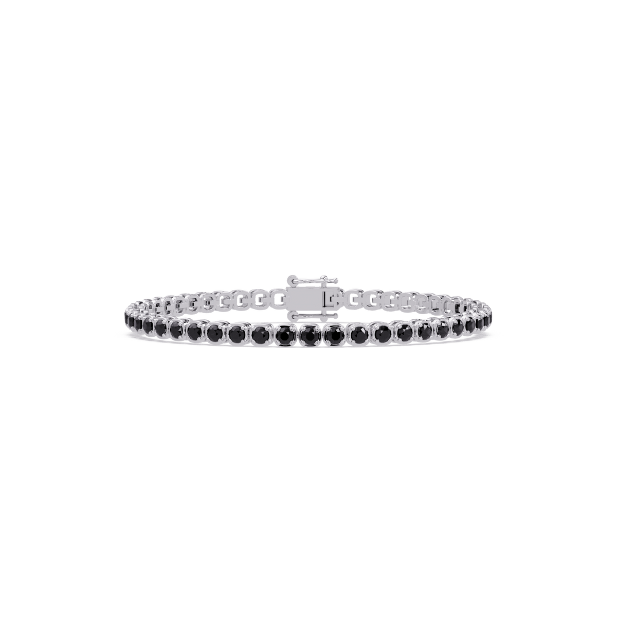 Round onyx colorstone tennis bracelet in white gold