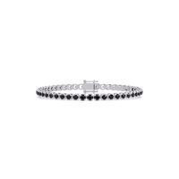 Round onyx colorstone tennis bracelet in white gold