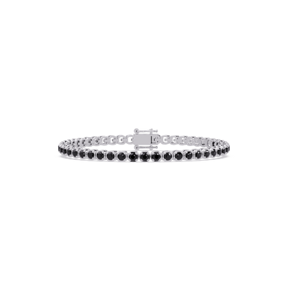 Round onyx colorstone tennis bracelet in white gold