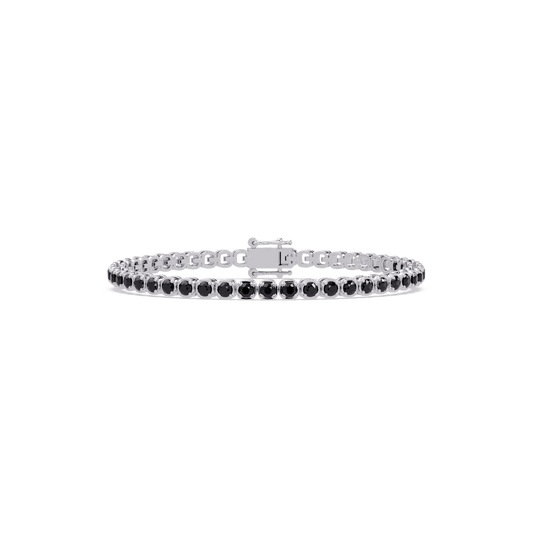 Round onyx colorstone tennis bracelet in white gold