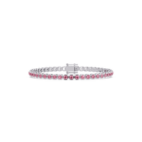 Round tourmaline pink colorstone tennis bracelet in white gold