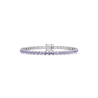 Round amethyst purple colorstone tennis bracelet in white gold