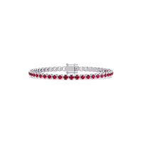 Round ruby red colorstone tennis bracelet in white gold