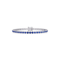 Round sapphire blue colorstone tennis bracelet in white gold