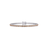 Round champagne topaz colorstone tennis bracelet in white gold