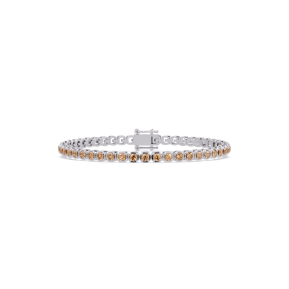 Round champagne topaz colorstone tennis bracelet in white gold