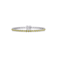 Round citrine yellow colorstone tennis bracelet in white gold