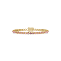 Round tourmaline pink colorstone tennis bracelet in yellow gold