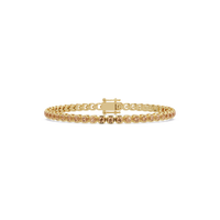 Round champagne topaz colorstone tennis bracelet in yellow gold