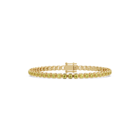 Round citrine yellow colorstone tennis bracelet in yellow gold