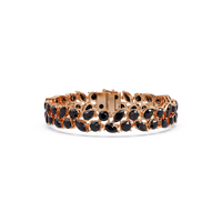 Three-row round, marquise and pear onyx colorstone tennis bracelet in rose gold