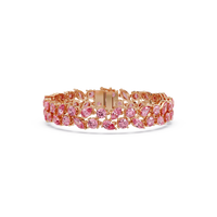 Three-row round, marquise and pear tourmaline pink colorstone tennis bracelet in rose gold
