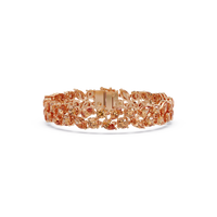 Three-row round, marquise and pear champagne topaz colorstone tennis bracelet in rose gold