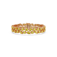 Three-row round, marquise and pear citrine yellow colorstone tennis bracelet in rose gold