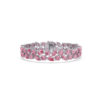 Three-row round, marquise and pear tourmaline pink colorstone tennis bracelet in white gold
