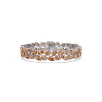 Three-row round, marquise and pear champagne topaz colorstone tennis bracelet in white gold