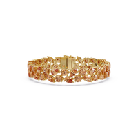 Three-row round, marquise and pear champagne topaz colorstone tennis bracelet in yellow gold