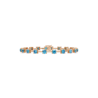 Round station aquamarine blue colorstone bracelet in rose gold
