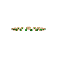 Round station emerald green colorstone bracelet in rose gold