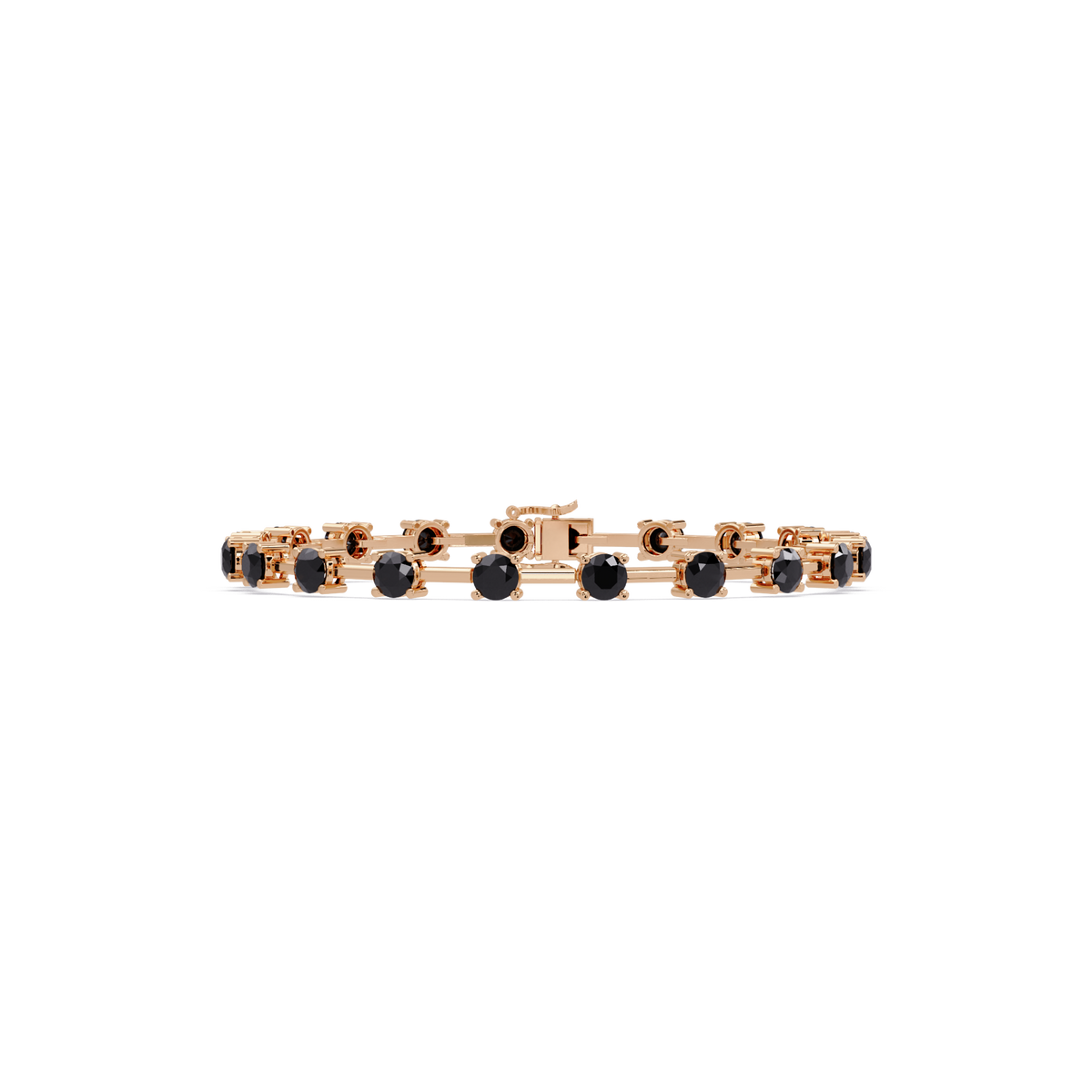 Round station onyx colorstone bracelet in rose gold