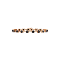 Round station onyx colorstone bracelet in rose gold
