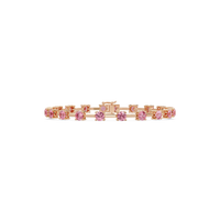 Round station tourmaline pink colorstone bracelet in rose gold